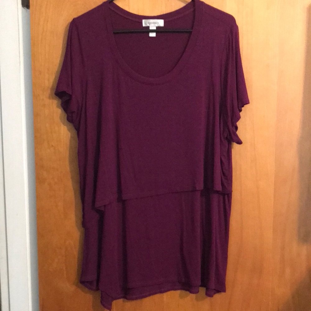 Dress Barn 2X top layered look asymmetrical hem